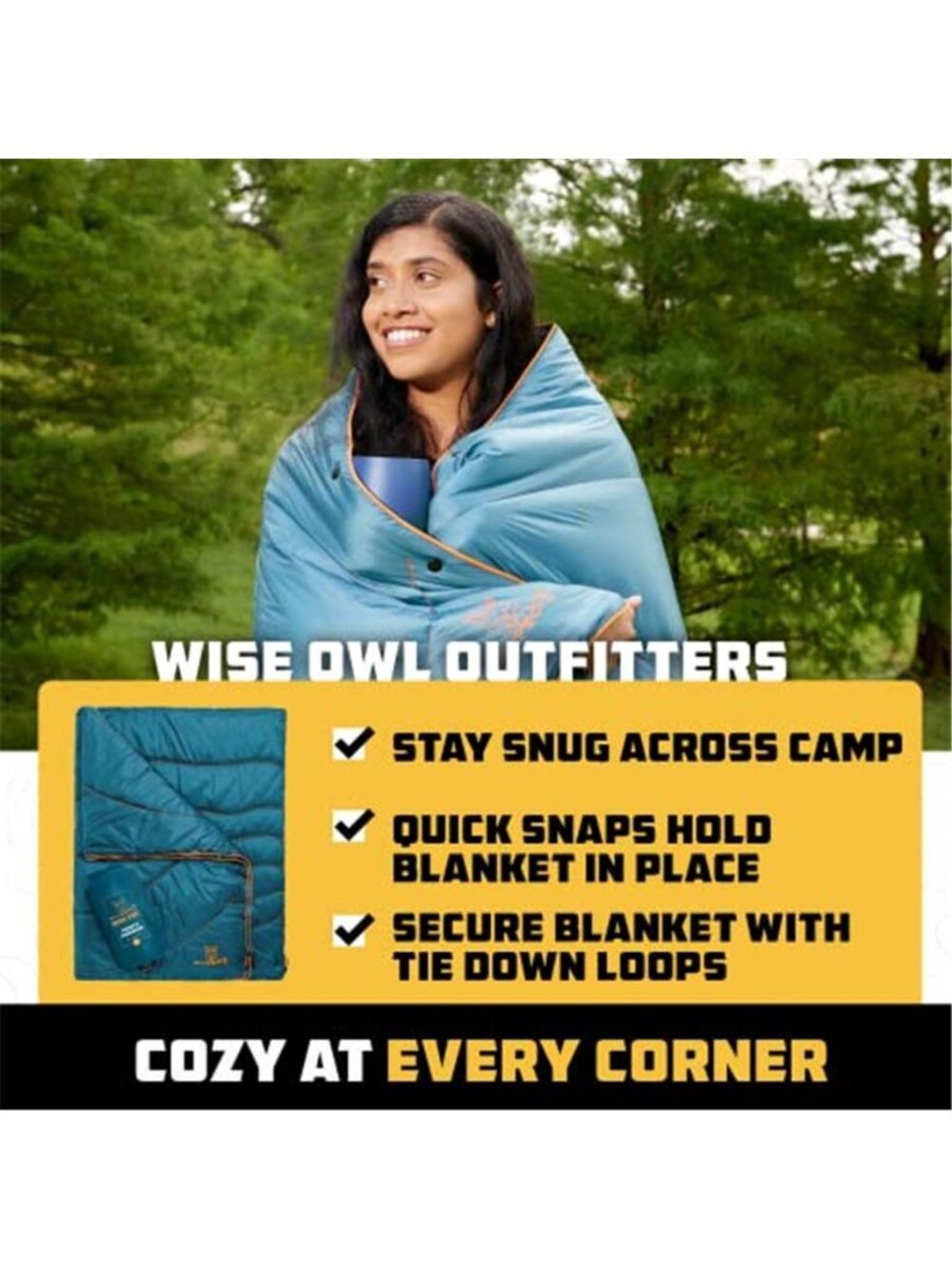 Insulated Camping Blanket Lightweight Packable Water Resistant Outdoor Quilt - Picture 6 of 6